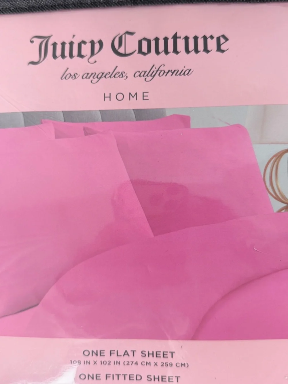 Juicy Couture Home King Sheet Set Bright Pink 6 Piece Bedding Set Flat Fitted